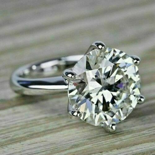 3.00Ct Round Cut White Moissanite Engagement Ring Solid 14k White Gold Size 10