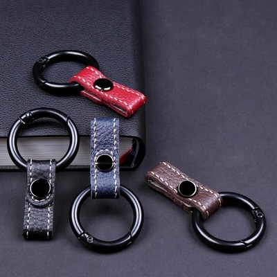 Keychain Rings Metal Key with Leather Lanyard Holders Keyfob Car Styling Decors