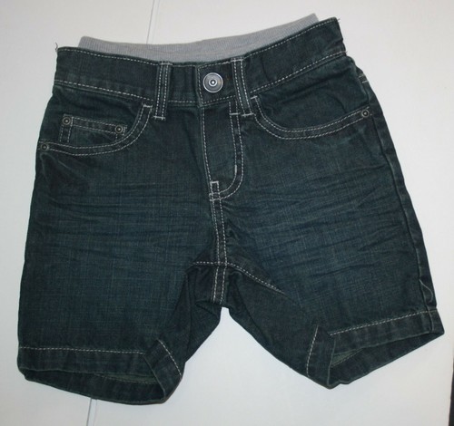 New Gymboree Boys 4 year Dark Wash Double Waist Denim Jeans Cargo Pull on Shorts - Picture 2 of 3