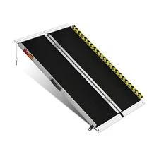 VNN Portable Wheelchair Ramp 4FT, Non-Slip Aluminum Folding Handicap Ramp, Do...