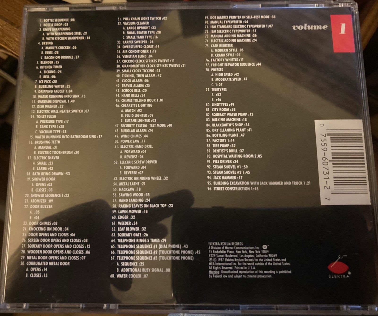 Authentic Sound Effects CD Volume 1 Elektra 960731-2 | eBay