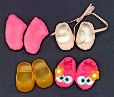 Gold FunRise Rose Ballerina Pink Slippers Shoes Socks For 18" Doll Lot of 4 Pair