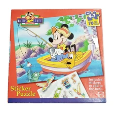 Mickey Mouse Fishing 70 Piece Sicker  Puzzle Complete 41415 1997 Mattel
