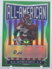 💥DEVONTA SMITH AUTO ROOKIE 2021💥LEAF VALIANT ALL AMERICAN GREEN💥XRC LE #/99🔥