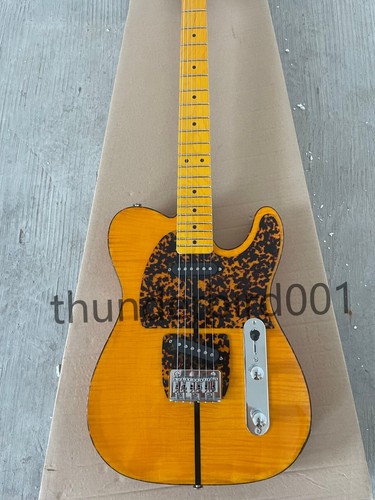 Chitarra Elettrica Madcat Mad Amber Yellow Flame Battipenna Leopardata – Set Con Cavo