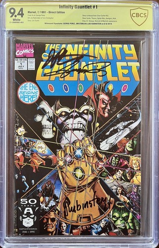 Infinity Gauntlet #1 - CBCS 9.4 - SIGNED 3x - George Perez, Starlin, Rubenstein