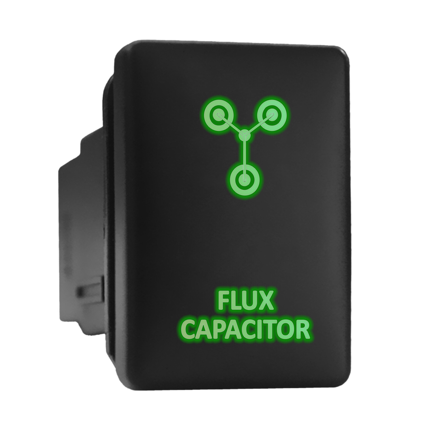 FLUX CAPACITOR Green Backlit Push Switch 1.28 x 0.87 Inch Fits Toyota Models