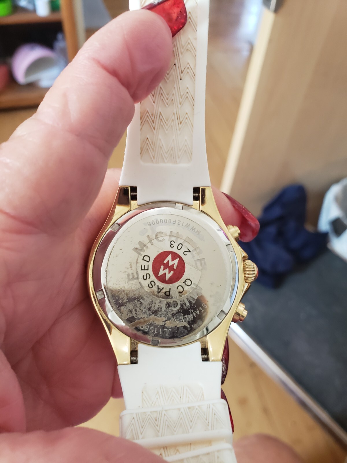 MICHELE Jellybean 38mm Two-Tone Stainless Steel Case with Two-Tone Silicone...