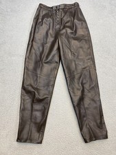 Valerie Stevens Leather Pants Women's 12 Brown High Waist Biker Moto Vintage Y2K