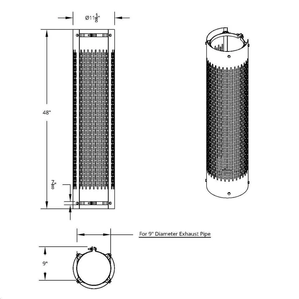 United Pacific 48" ALTO 270 GRADOS ACERO INOXIDABLE ESCAPE SILENCIADOR ESCUDO PARA 10" y Foto 2 de 3