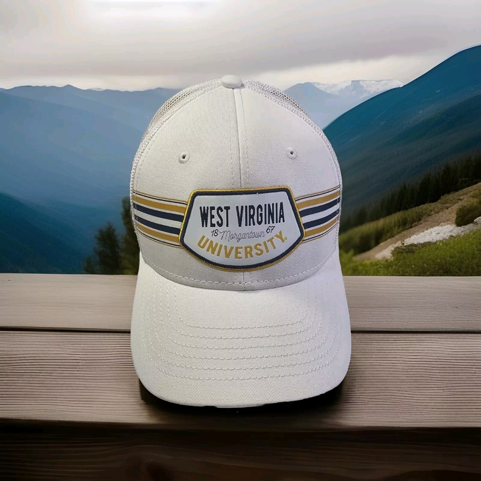 West Virginia Mountaineers Top Of The World White Snapback Trucker  Hat Cap
