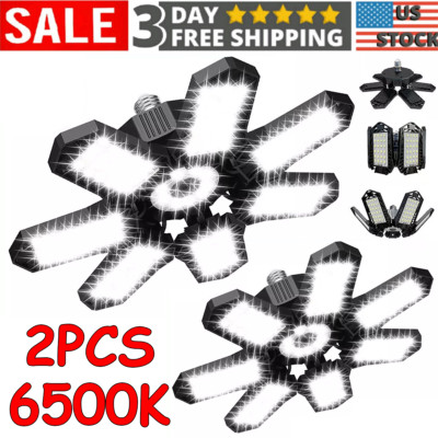 2x E27/26 LED Garage Light Super Bright Work Shop Ceiling Light Deformable Bulb