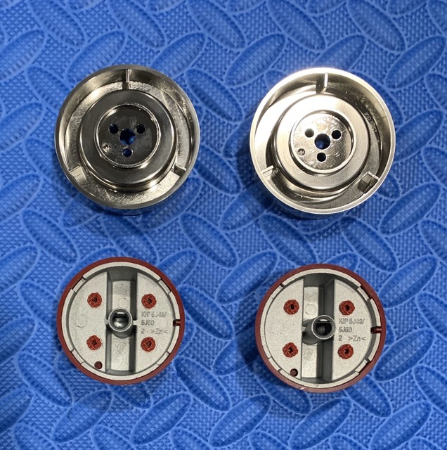 WOLF RED KNOBS W/BEZELS (set of 2) FOR OVENS, see pics & description