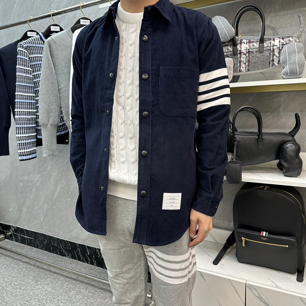 Thom Browne Men/women's New Classic Four-bar Jacket Shirt Lapel