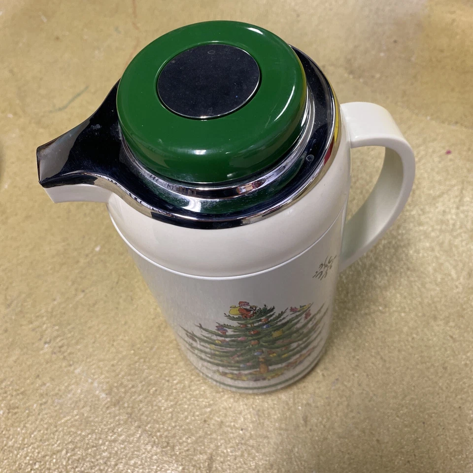 Vintage Spode Christmas Tree Thermal Carafe Thermos Pot  Coffee Tea Hot Water - Image 2 of 4
