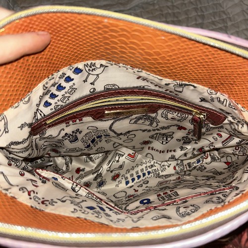 Nicole Lee LARGE Purse Coffee Charm Orange Gold Hardware - Picture 4 of 11