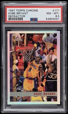 1997 Topps Chrome #171 Kobe Bryant Refractor PSA 8.5 NO GREENING