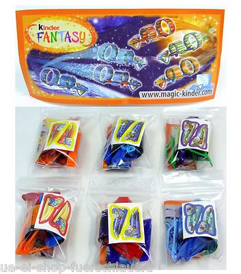 Satz Kinder Fantasy Raumschiffe 2009 mit BPZ Aufkleber Folie UeEi DE044 A bis F