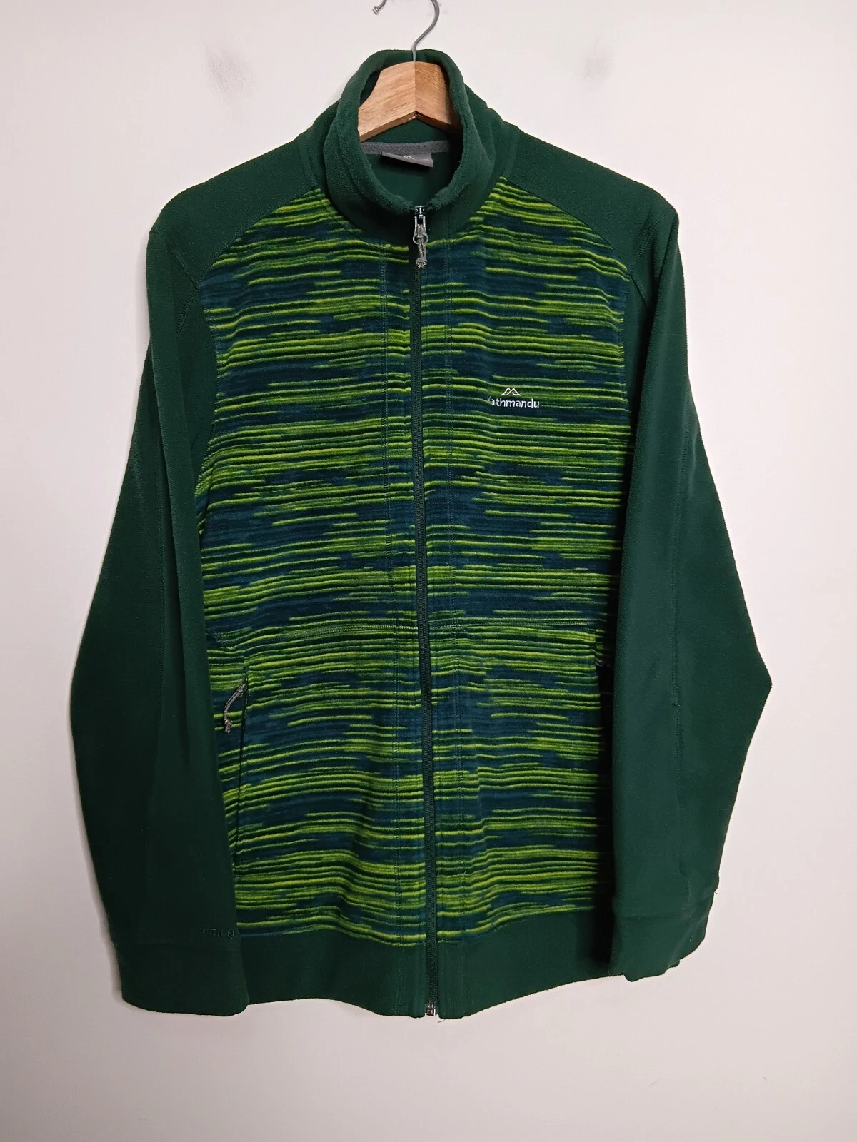 Kathmandu Jacket Mens Size S Small Green Striped Fleece Altica 100 Full Zip