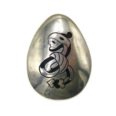 Mexico Vintage Designer Sterling Silver Pin / Brooch Hand Cut