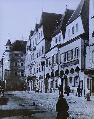Town Square (Stadtplatz), Steyr, Austria, Vintage Magic Lantern Glass Slide