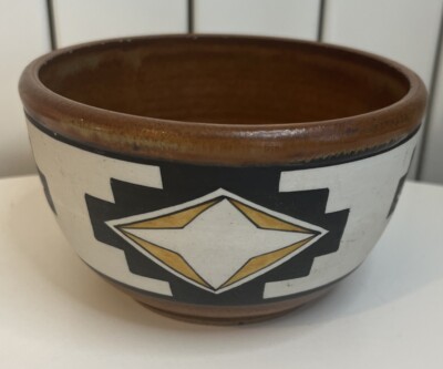 Vintage Tina Richardson signierte Southwest Pueblo indischer Stil Kunstkeramik Schüssel