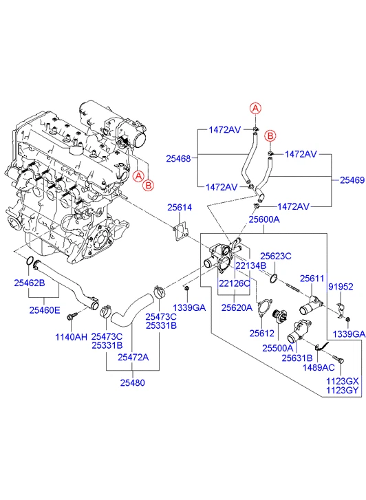 Thermostat Housing Assembly for Hyundai Accent 2006-2011 1.6L Kia Rio 2006-2009 - Image 2 of 2
