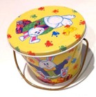 Vintage 2-piece Miniature Easter Bucket with Bunnies, Handle, and Lid — photo 1