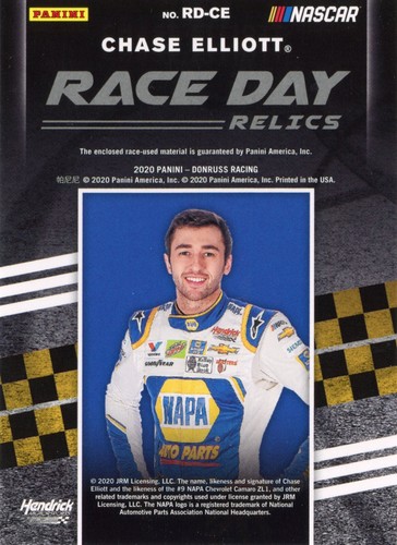 PANINI 2020 DONRUSS NASCAR CHASE ELLIOTT #RD-CE RENNTAG RELIKTKARTE - Bild 2 von 2