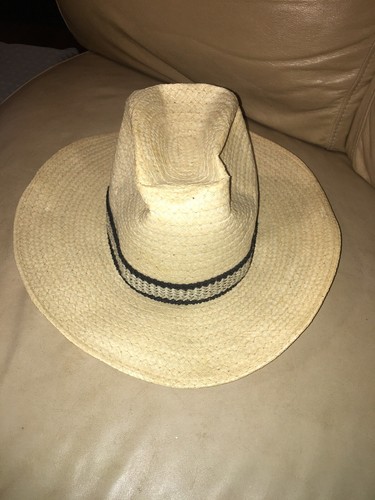 Straw Cowboy Hat Cap 6 7/8 Small Black 