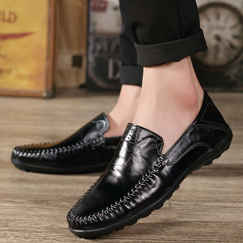 Leather Loafers Men Casual Shoes Moccasins Slip on Flats Fashion Driving  Shoes