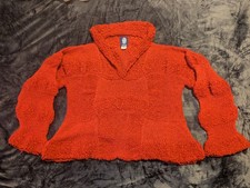 Vintage Pink Amano Sweater Chunky Knit 100 Wool Bell Sleeves Fun Shape Size S/M