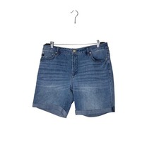 Seven7 Women Bermuda Shorts Thrive Blue Relaxed Fit Cuffed Mid Rise Size 14 NWT