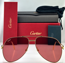New Cartier Aviator Sunglasses Gold Frame Red Flash Lenses 58mm CT0110S 018