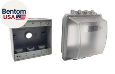 2-Gang Weatherproof Exterior in Use Outlet Cover and Box Kit - Double Gang Metal