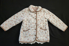Biquette Girls Quilted Floral Lined Snap Jacket Polyester White/Pink 130
