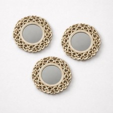 Set of 3 Gold Ornate Round Wall Accent Mirrors with Scrollwork Frames