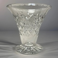 Webb Corbett Lead Crystal Diamond Cut Trumpet Vase Star Base Mid 20th C UK c50s