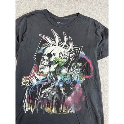 Fox Racing Night Rider Skull Graphic Shirt Men Black Moto Biker Grunge Tee Small