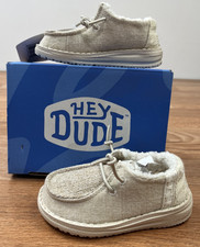 Hey Dude Wendy Brushed Cozy Comfort Shoes in Ivory, Toddler Girls Size 6 NEW