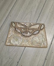 Vintage 1940's Cream Faux Pearl Clutch Bag Butterfly Design La Regale Products
