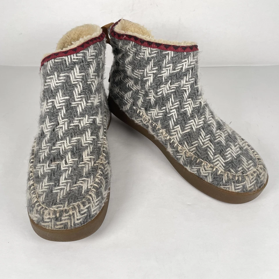 Sanuk Bonitos Zapatos Botah Para Mujer Talla 9 Gris Botín Zapatillas Sherpa Forradas Sin Cordones Foto 2 de 4