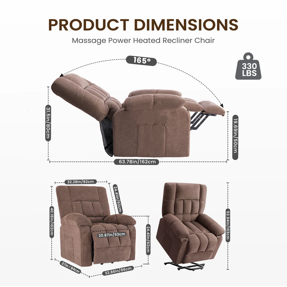 Adjustable Electric Power Lift Chair with Remote Control Recliner Chair and Heat - Image 2 of 4