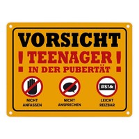 Vorsicht Teenager In Der PubertäT Metallschild In 15X20 Cm Mit Warnhinweisen