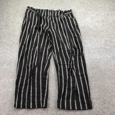 Anne Klein Pants Womens Medium Black Striped Paperbag Twill Belted Elastic Waist