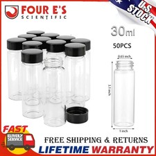 50pcs 30ml Glass Vials w/ Caps Clear Sample Vials Lab vials Liquid Small vials