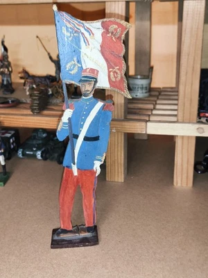 Jouet ancien Figurine Grand Soldat Français en Bois 28 Cms - Photo 1/4