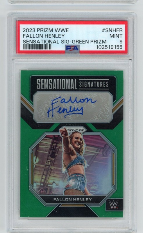 FALLON HENLEY PSA 9 Auto - Green Prizm Sensational Sig. 2023 Panini Prizm WWE