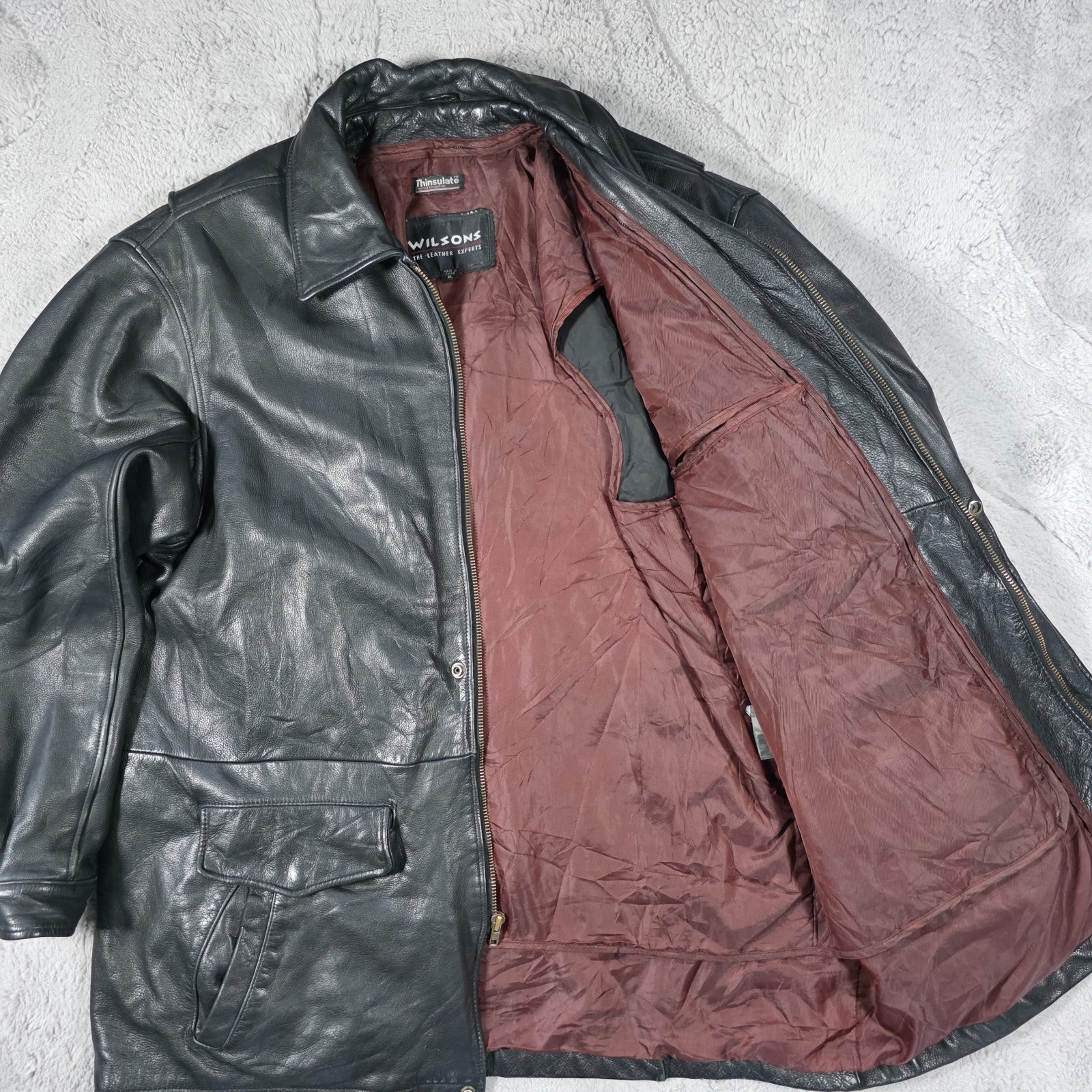Wilsons Leather Jacket Men’s XL Black Genuine Leather Thinsulate Lined image 4