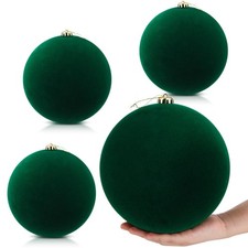 4 Pcs 8 Inch Extra Large Velvet Christmas Balls Oversized Huge Big Christmas ...